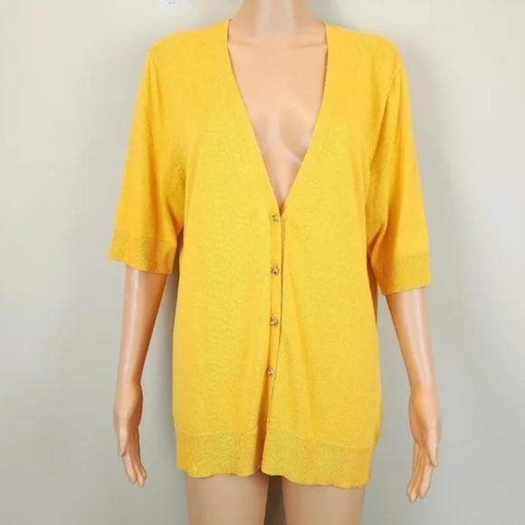 7TH Avenue New York & Company Short Sleeve Button Down Cardigan - Picture 1 of 9